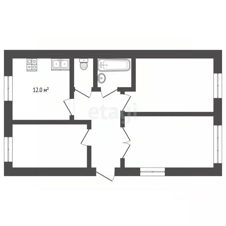 3-к кв. Тюменская область, с. Исетское ул. Строителей, 13 (61.1 м) - Фото 2
