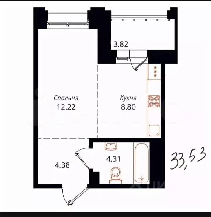 1-к кв. Иркутская область, Иркутск ул. Юрия Левитанского, 8 (33.5 м) - Фото 2