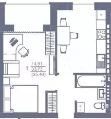 1-к. квартира, 36 м, 2/3 эт. - Фото 0