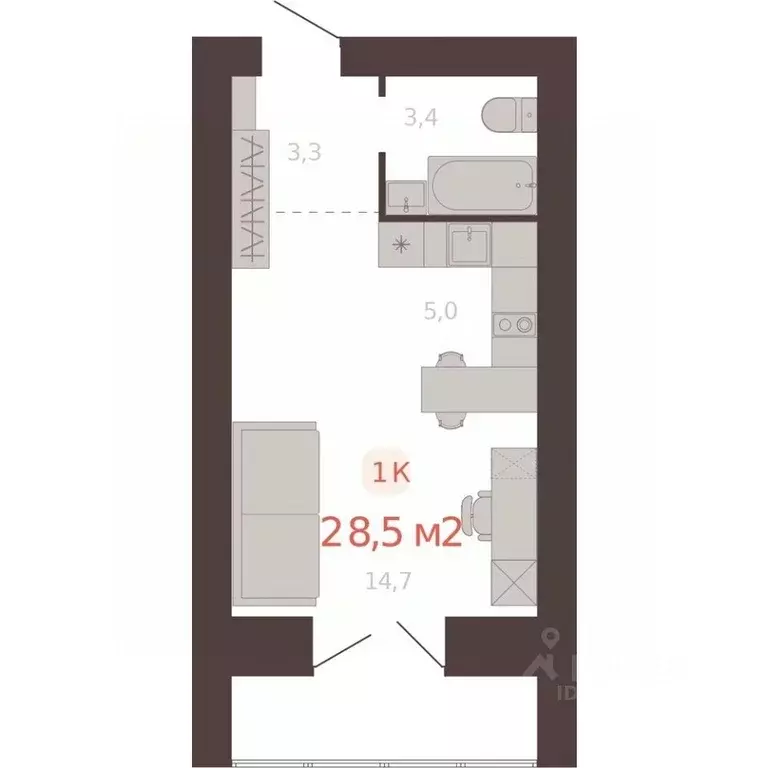 1-к кв. Алтайский край, Новоалтайск ул. Южсиба, 52А (28.5 м) - Фото 1