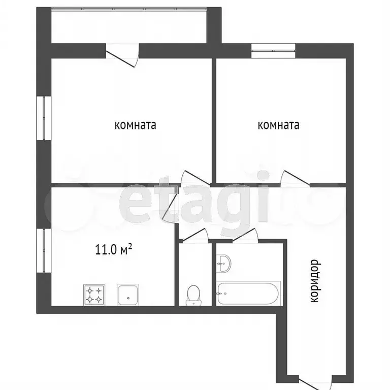 2-к. квартира, 53 м, 4/5 эт. - Фото 0