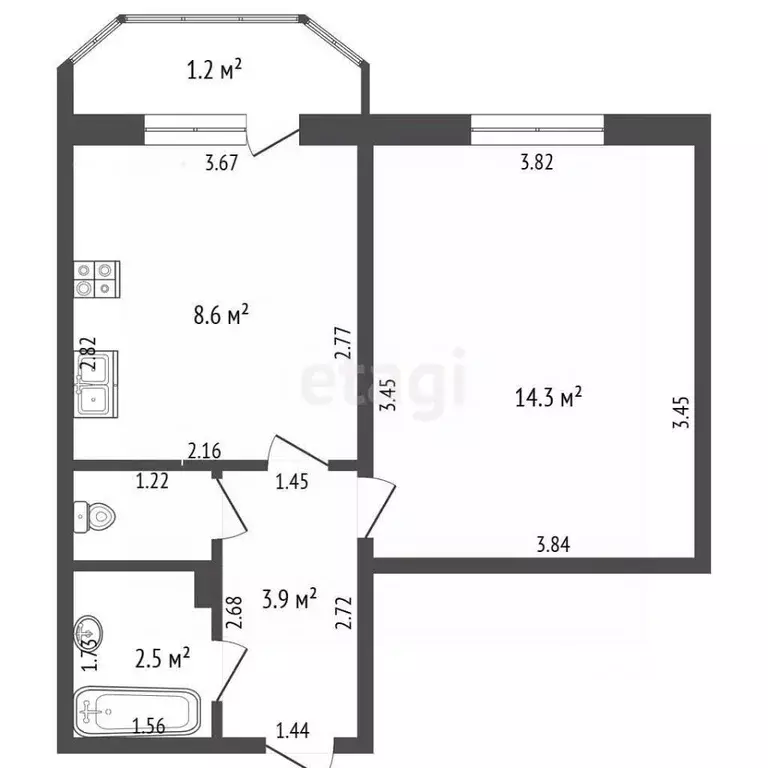 1-к кв. Чувашия, Чебоксары ул. Академика В.Н.Челомея, 9 (30.9 м) - Фото 1