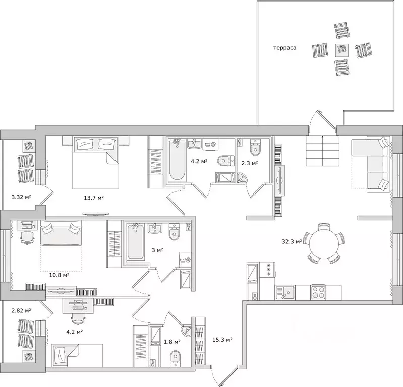 3-к кв. Санкт-Петербург Белоостровская ул., 10к3 (103.0 м) - Фото 1