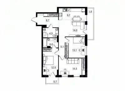 4-к кв. Кировская область, Киров Крылья жилой комплекс (88.1 м) - Фото 1