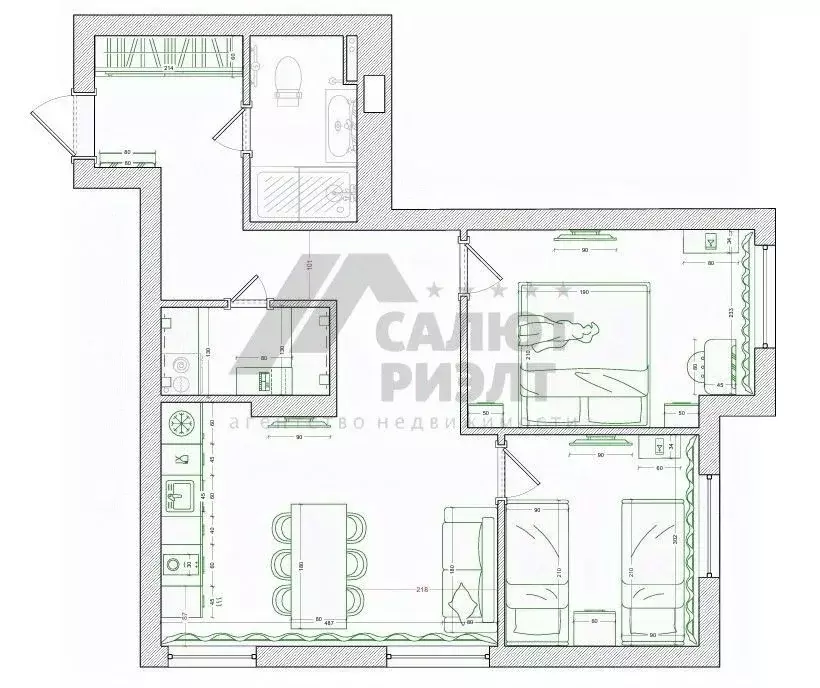 2-к кв. Калининградская область, Пионерский Портовая ул., 5к2 (54.1 м) - Фото 2