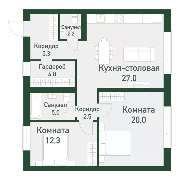 2-к кв. Челябинская область, Челябинский городской округ, пос. ... - Фото 0