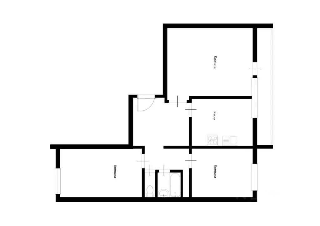 3-к кв. Татарстан, Казань ул. Айдарова, 18 (64.7 м) - Фото 1