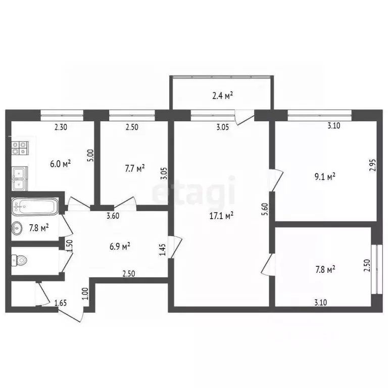 4-к кв. Нижегородская область, Выкса Юбилейный мкр, 1 (57.9 м) - Фото 2