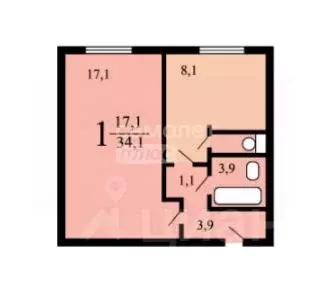 1-к кв. Москва Чертановская ул., 33К2 (32.7 м) - Фото 2