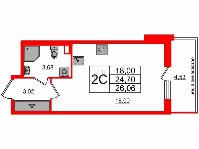 Квартира-студия: Санкт-Петербург, Кубинская улица, 78Е (24.7 м) - Фото 0