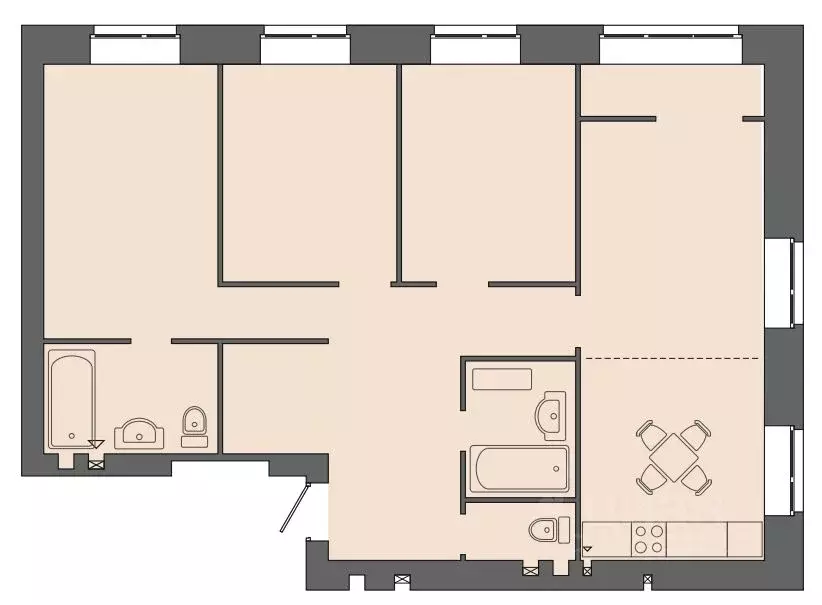 4-к кв. Волгоградская область, Волгоград ул. Дегтярева, 19 (92.39 м) - Фото 1