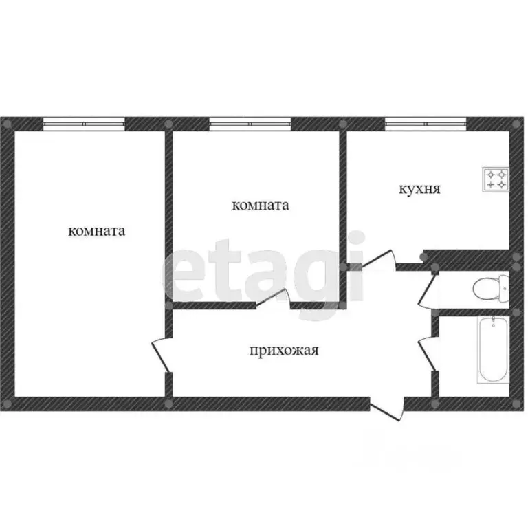 2-к кв. Ханты-Мансийский АО, Сургут ул. Григория Кукуевицкого, 7 (45.7 ... - Фото 1