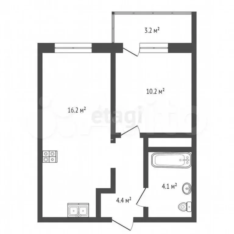 1-к. квартира, 37 м, 5/6 эт. - Фото 0