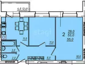 2-комнатная квартира: Вологда, Северная улица, 36Г (55 м) - Фото 0