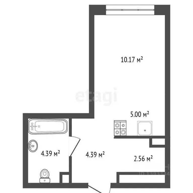 Студия Тюменская область, Тюмень ул. Новоселов, 92 (26.6 м) - Фото 2