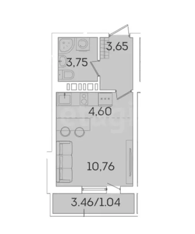 Квартира-студия: Мурино, Графская улица, 6к4 (23.85 м) - Фото 0