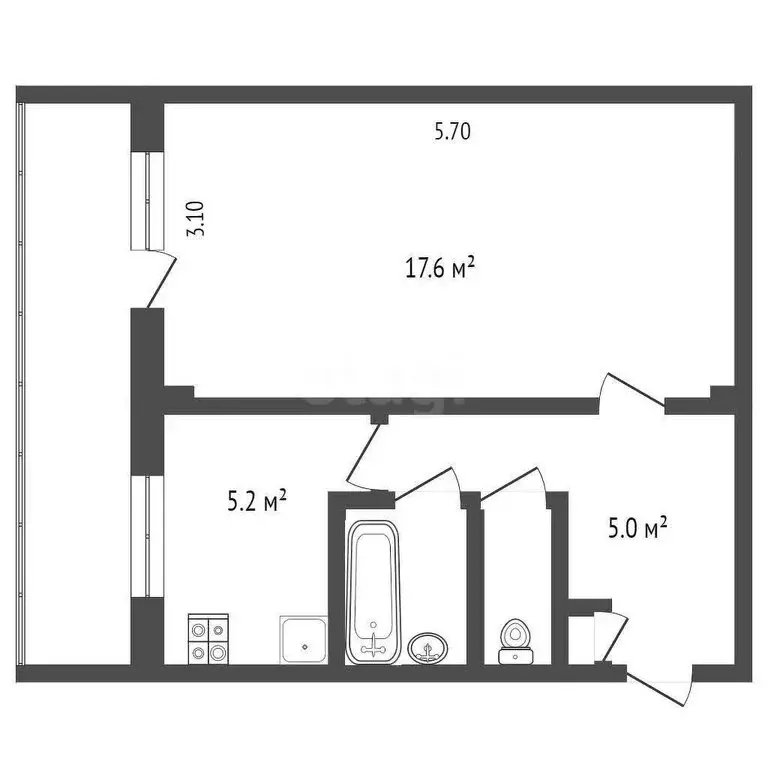 1-комнатная квартира: Архангельск, улица Фёдора Абрамова, 18 (31.3 м) - Фото 1