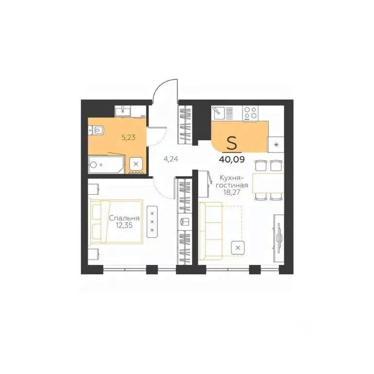 1-к кв. Тульская область, Тула городской округ, пос. Молодежный 10 ... - Фото 1