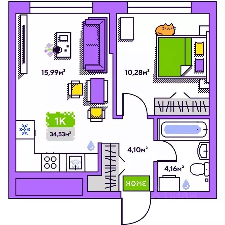 1-к кв. Тюменская область, Тюмень Полевая ул., 93 (34.42 м) - Фото 1