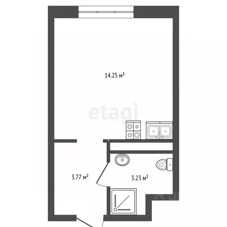 Студия Санкт-Петербург ул. Архивная, 3к1 (21.25 м) - Фото 2