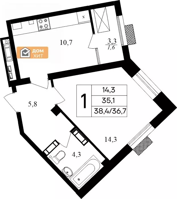 1-комнатная квартира: Севастополь, Маячная улица, 1 (38 м) - Фото 1