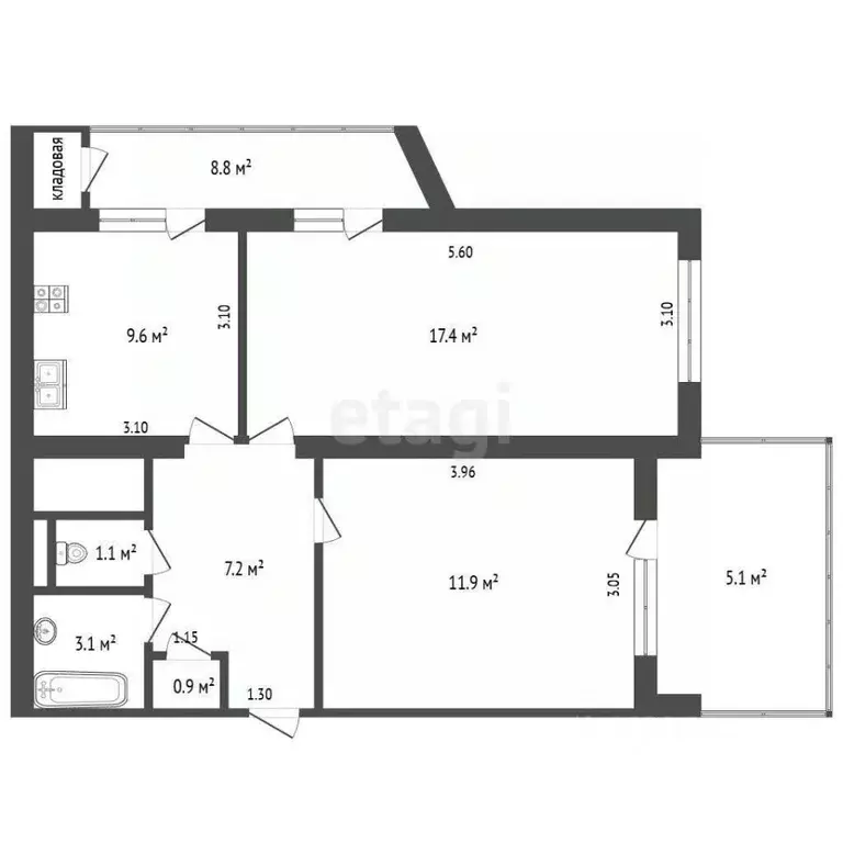 2-к кв. Крым, Ялта ул. Фурмана, 2 (58.0 м) - Фото 1