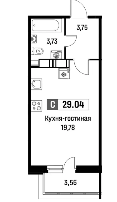 Продаётся квартира-студия, 29.04 м - Фото 1