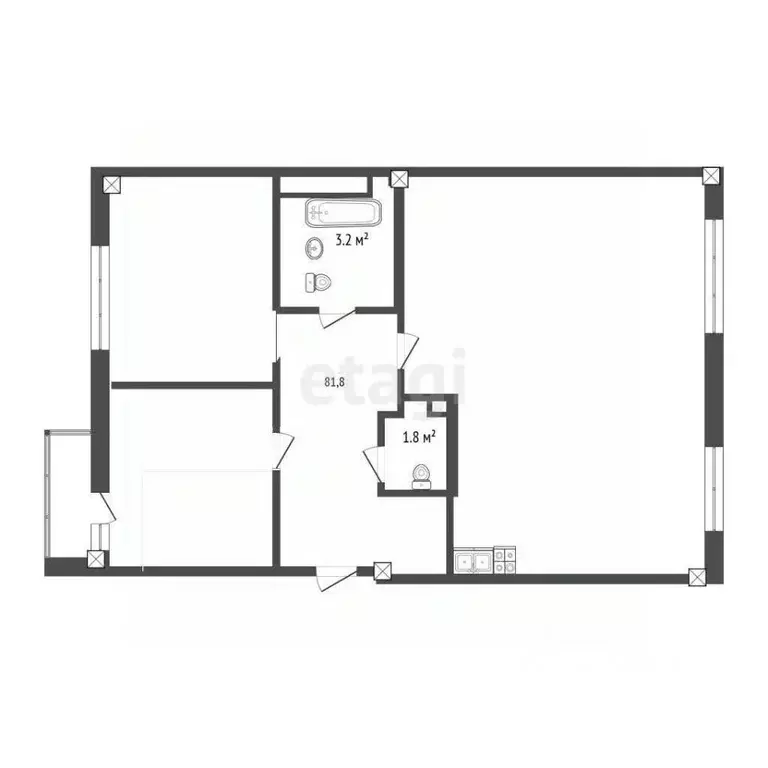 3-к кв. Тюменская область, Тюмень Заречный проезд, 37к1 (81.8 м) - Фото 2