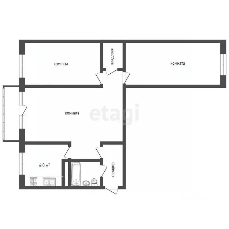 3-к кв. Москва ул. Трофимова, 24К1 (54.3 м) - Фото 2