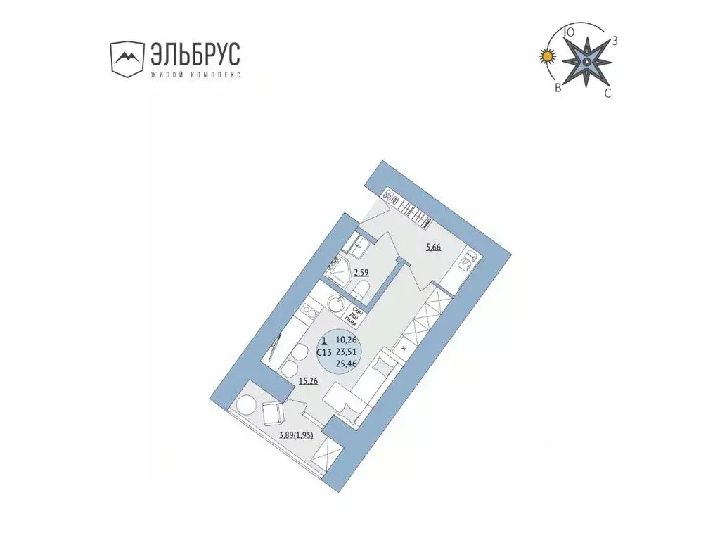 Студия Башкортостан, Уфа Кавказская ул., 24 (25.46 м) - Фото 0