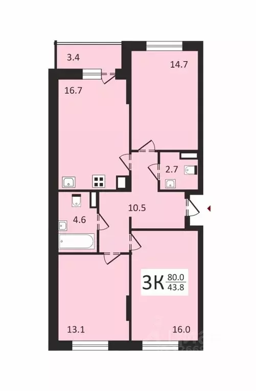 3-к кв. Владимирская область, Владимир ул. Смоленская, 3А (80.0 м) - Фото 1