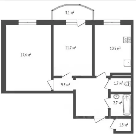 2-к кв. Тюменская область, Тюмень ул. Домостроителей, 2 (48.1 м) - Фото 0