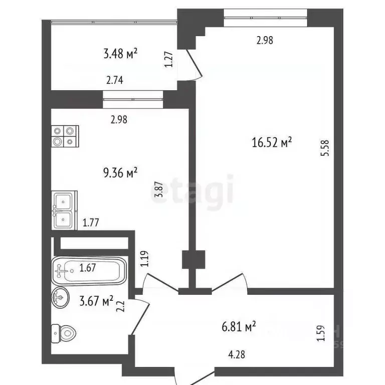 1-к кв. Саха (Якутия), Якутск 203-й мкр, 1 (36.4 м) - Фото 2
