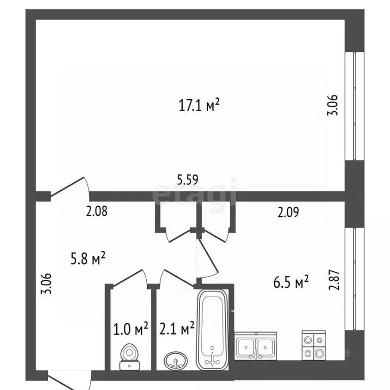 1-к кв. Мордовия, Саранск бул. Эрьзи, 6 (33.2 м) - Фото 2