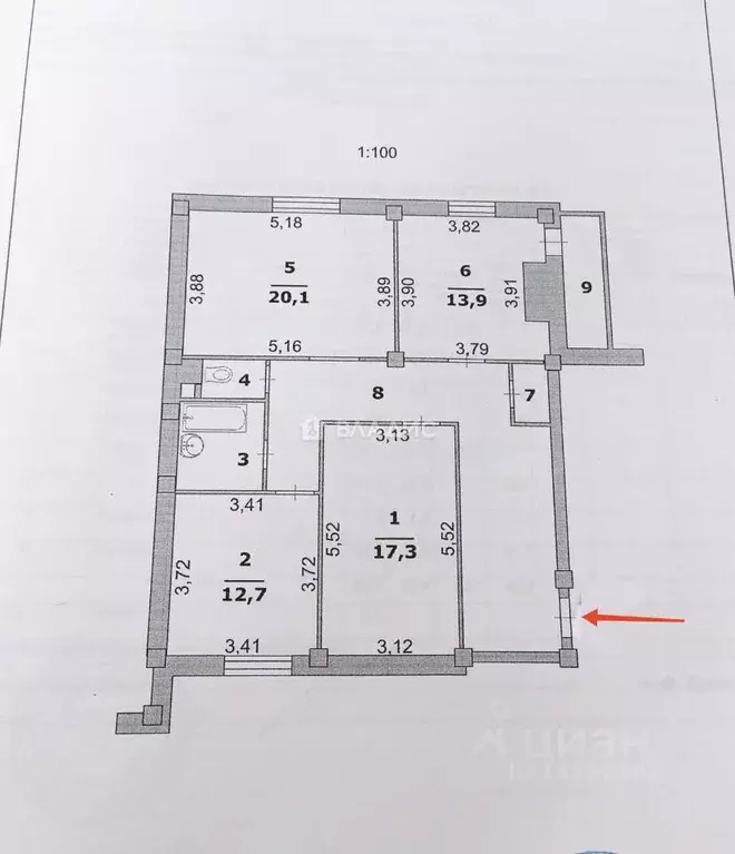3-к кв. Белгородская область, Белгород ул. Машковцева, 28 (95.4 м) - Фото 1
