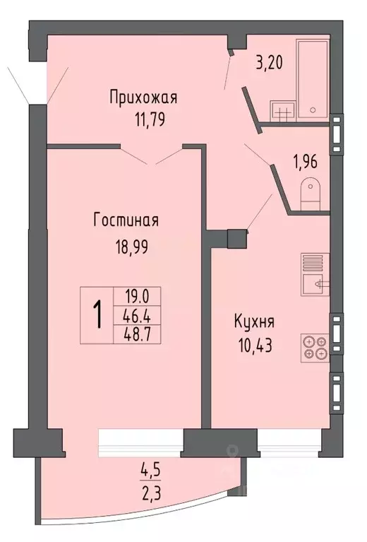 1-к кв. Воронежская область, Воронеж ул. Летчика Филипова, 4 (48.7 м) - Фото 0