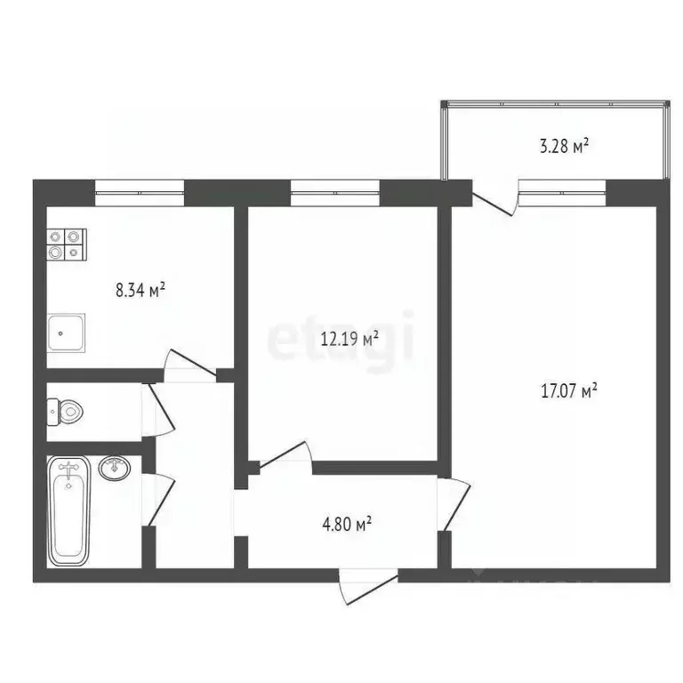 2-к кв. Тюменская область, Тюмень ул. Воровского, 33 (51.0 м) - Фото 1