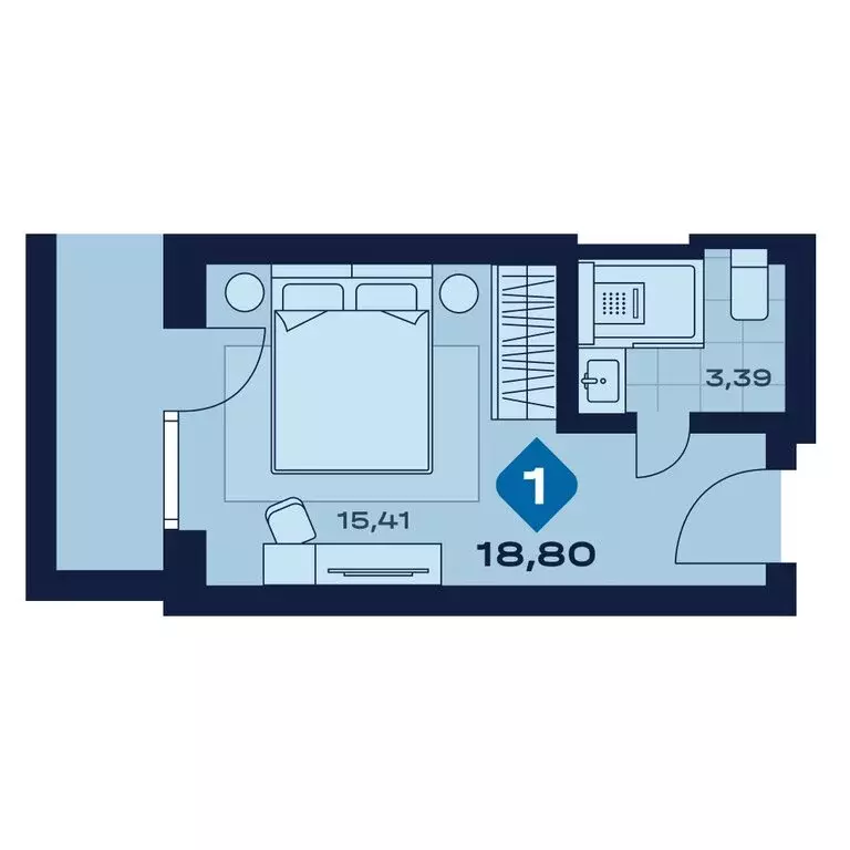 1-комнатная квартира: Челябинская область, Миасс (18.8 м) - Фото 1