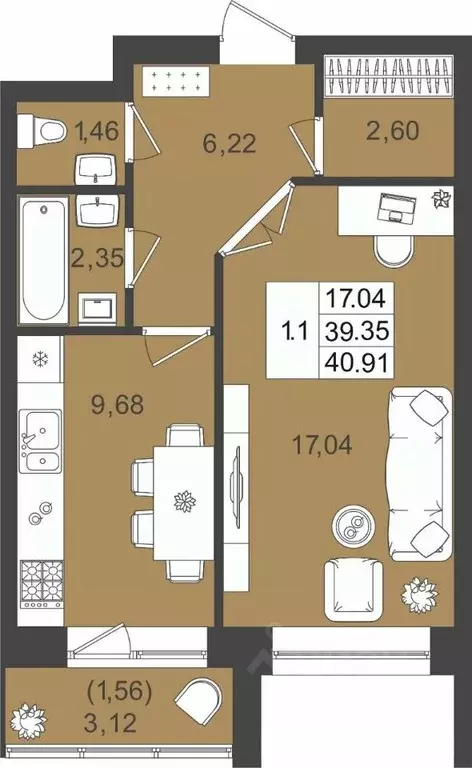 1-к кв. Татарстан, Верхнеуслонский район, Набережно-Морквашское с/пос, ... - Фото 1