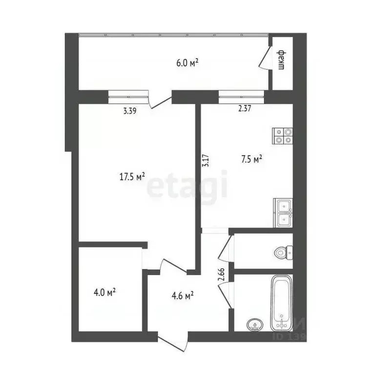 1-к кв. Тюменская область, Тюмень ул. Боровская, 8 (34.4 м) - Фото 2