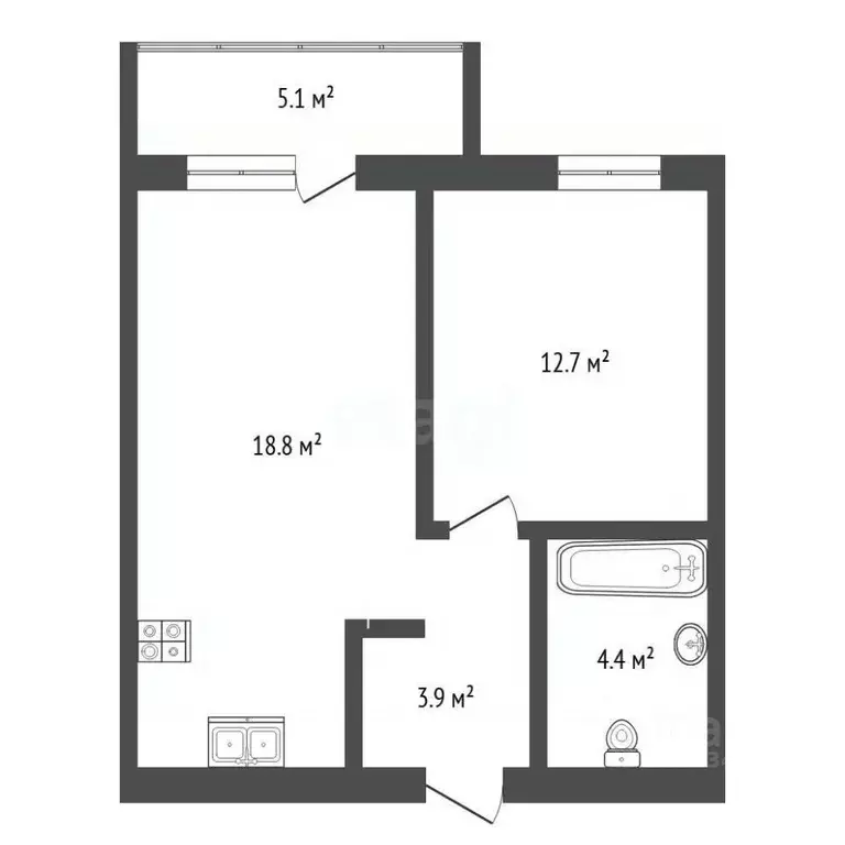 1-к кв. Тюменская область, Тюмень ул. Фармана Салманова, 16 (40.3 м) - Фото 1