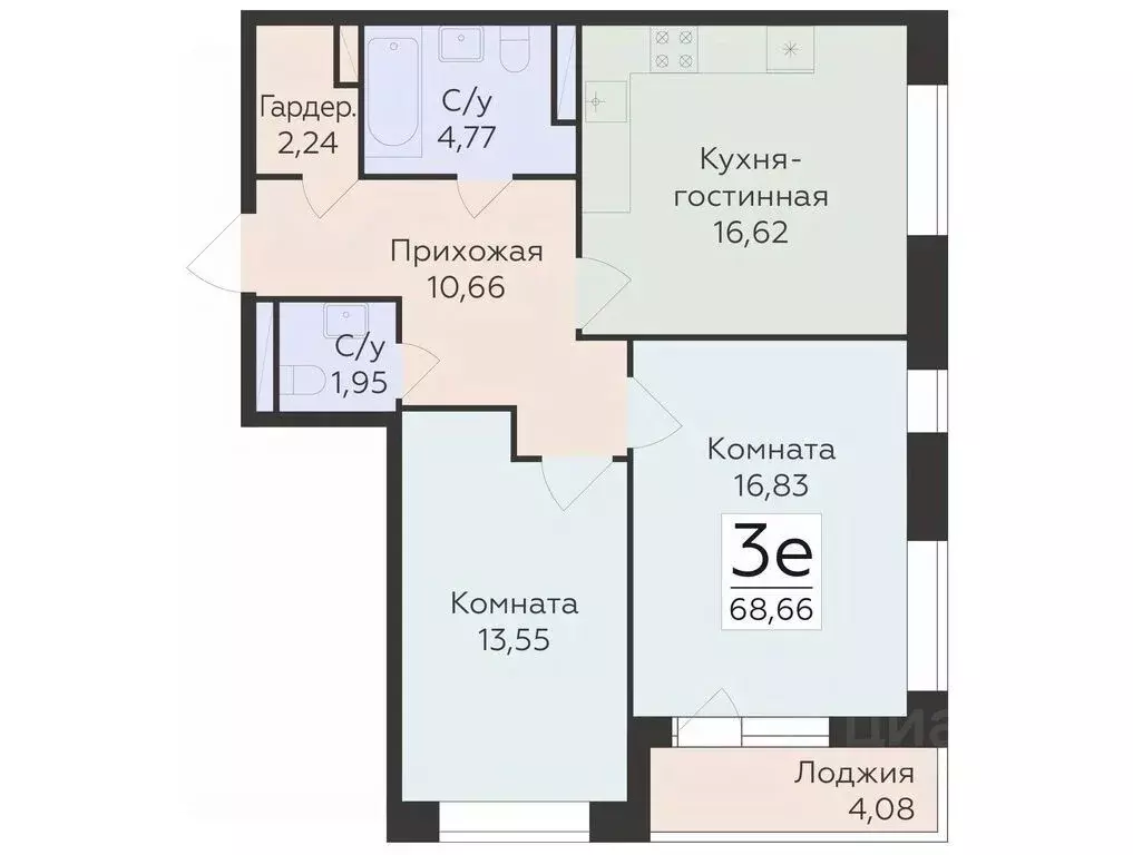 3-к кв. Воронежская область, Воронеж ул. Матросова (68.66 м) - Фото 0