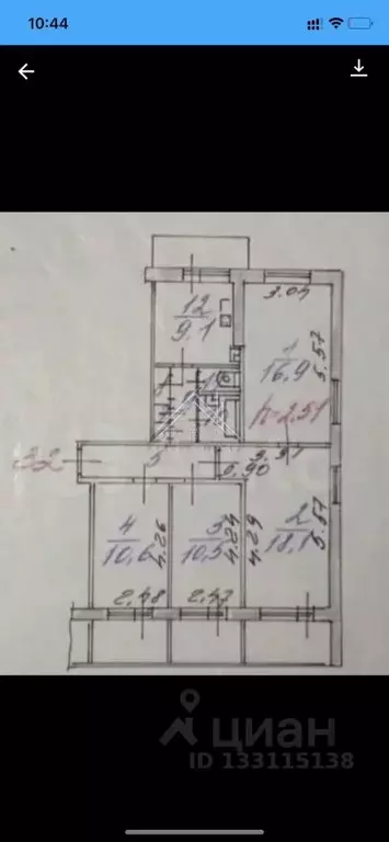 4-к кв. Ярославская область, Ярославль просп. Дзержинского, 38 (77.8 ... - Фото 2