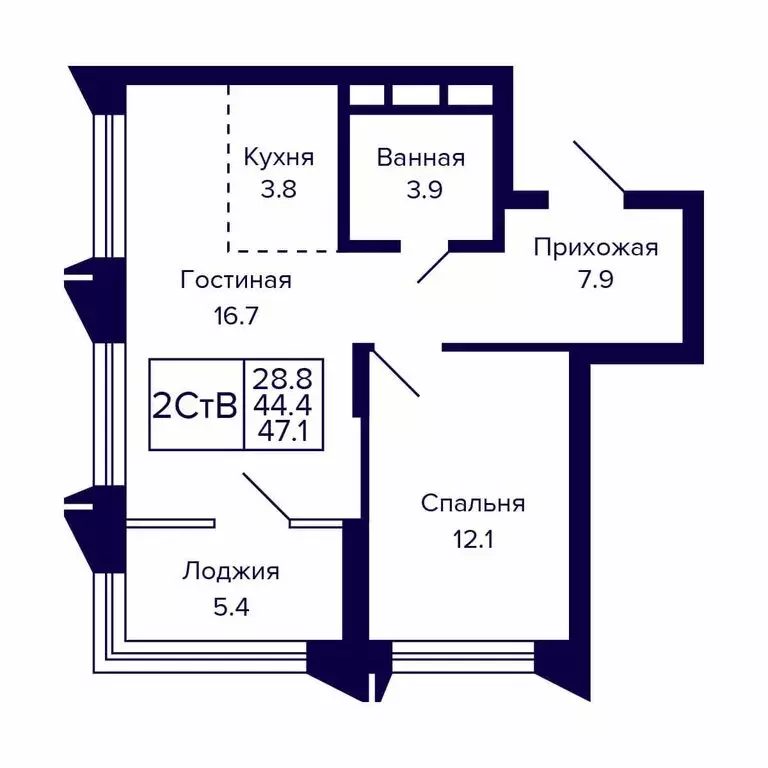 2-комнатная квартира: Новосибирск, Красносельская улица (47.1 м) - Фото 0