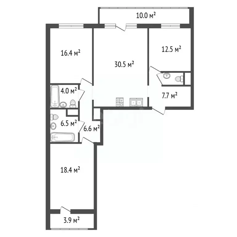 3-к кв. Санкт-Петербург бул. Александра Грина, 2к2 (105.0 м) - Фото 2