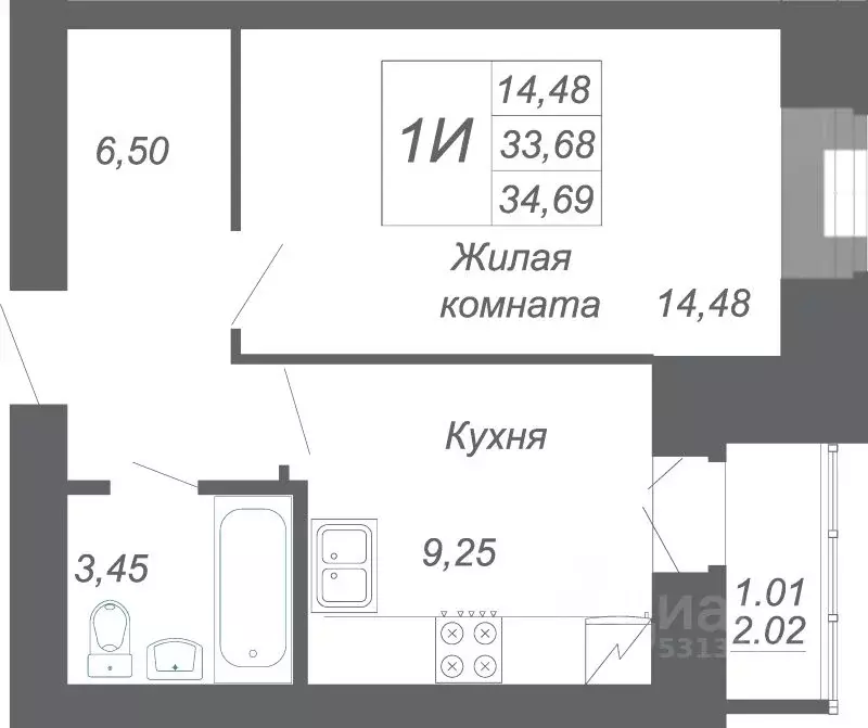 1-к кв. Татарстан, Зеленодольский район, Осиновское с/пос, с. Осиново ... - Фото 1