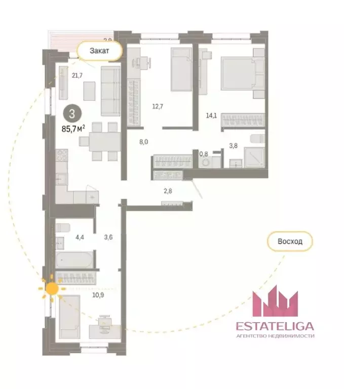 3-к кв. Москва Тагильская ул., 6/1 (82.5 м) - Фото 2