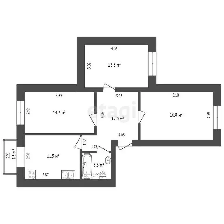 3-комнатная квартира: Тюмень, улица Московский Тракт, 87 (73 м) - Фото 0