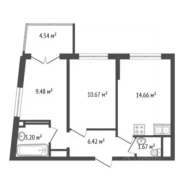 2-к кв. Санкт-Петербург просп. Крузенштерна, 4 (50.64 м) - Фото 2