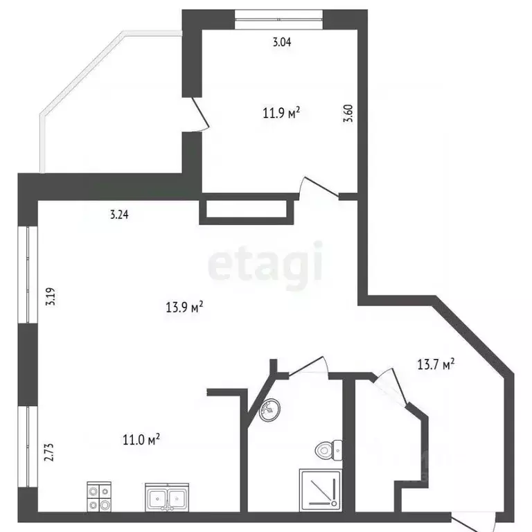 2-к кв. Омская область, Омск бул. Архитекторов, 23 (57.9 м) - Фото 1